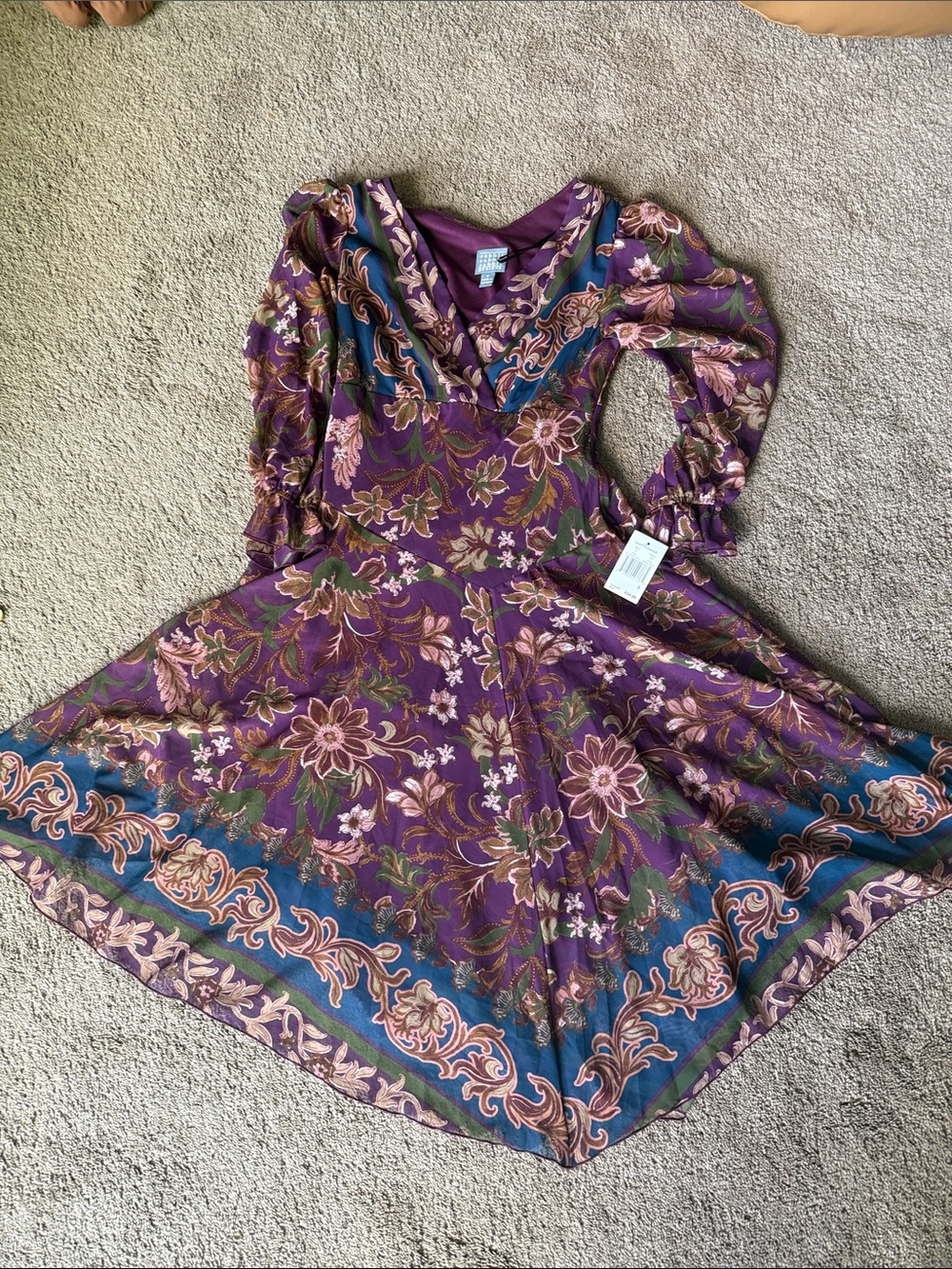 Plum Floral Print Dress